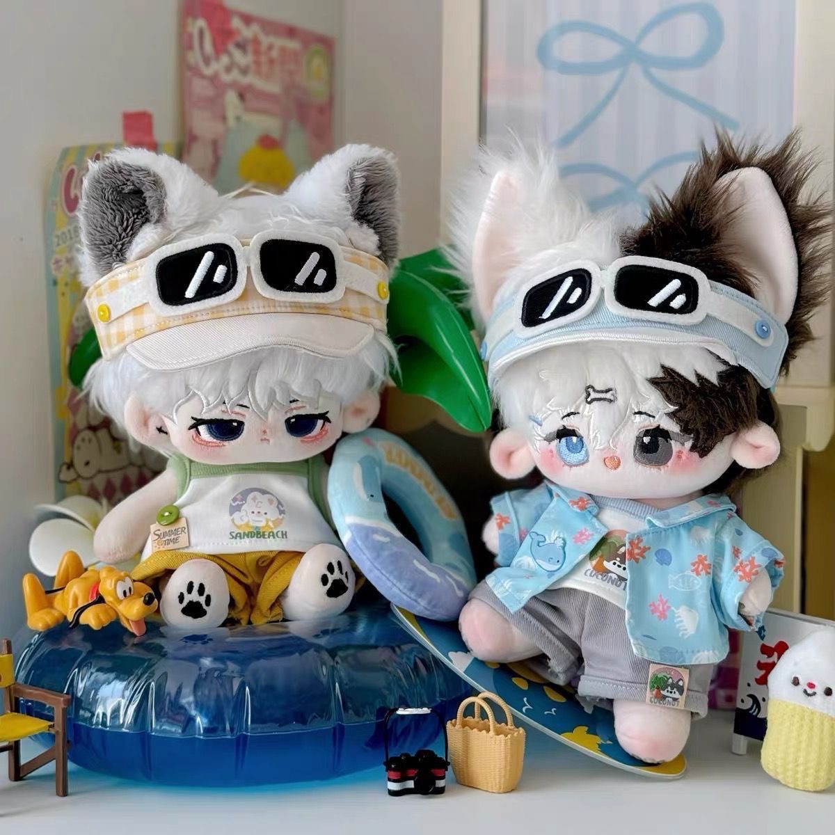 와복 20cm 코코넛 모름섬 면화 인형 귀여운 옷 교환 세트 인형 교환 피규어
