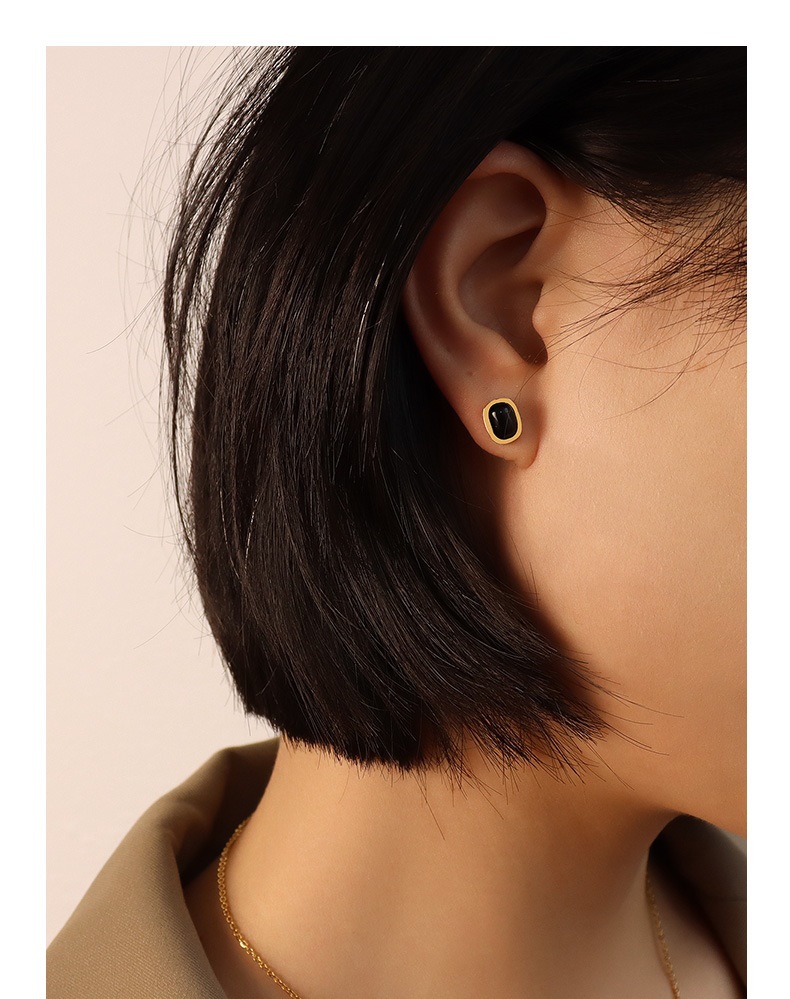 Fashion Oval Titanium Steel Inlay Agate Womenu0027S Earrings Necklace