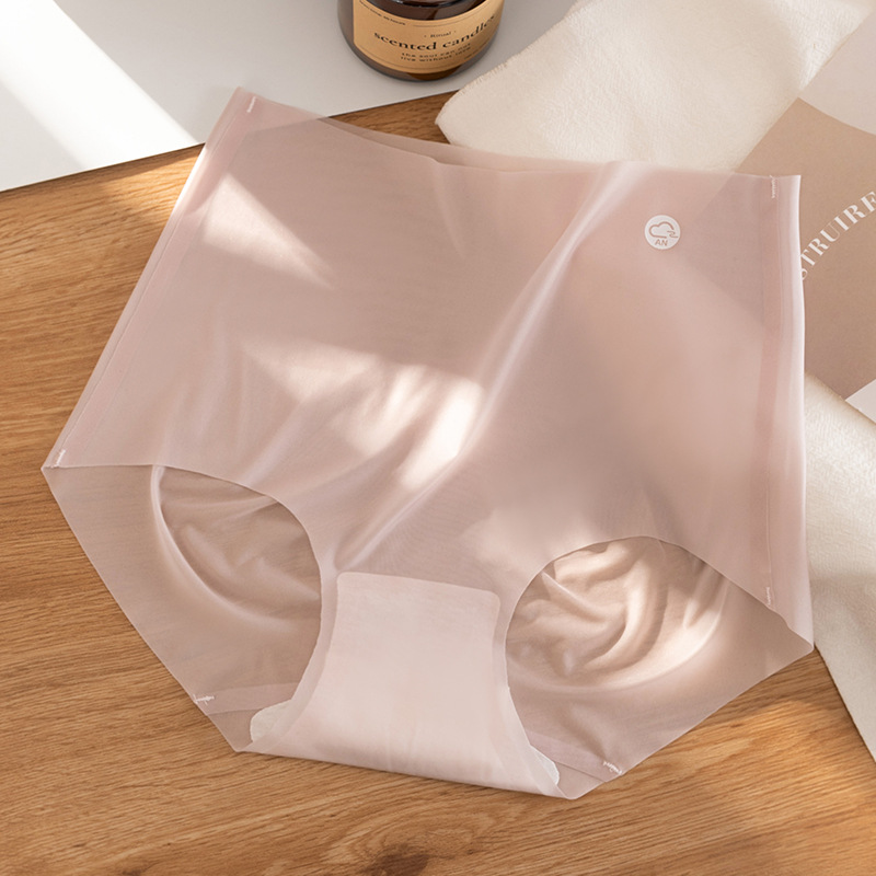 Mascarilla de seda de hielo ultrafina sin costuras de cintura alta, cadera de melocotón, ejercicio de yoga, ropa interior ultrafina invisible sin costuras, refrescante