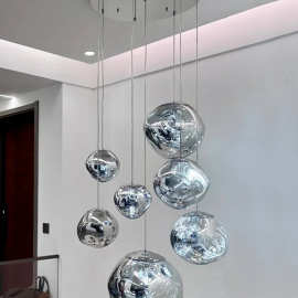 楼梯吊灯简约现代loft复式楼客厅公寓别墅北欧楼梯间轻奢挑空吊灯