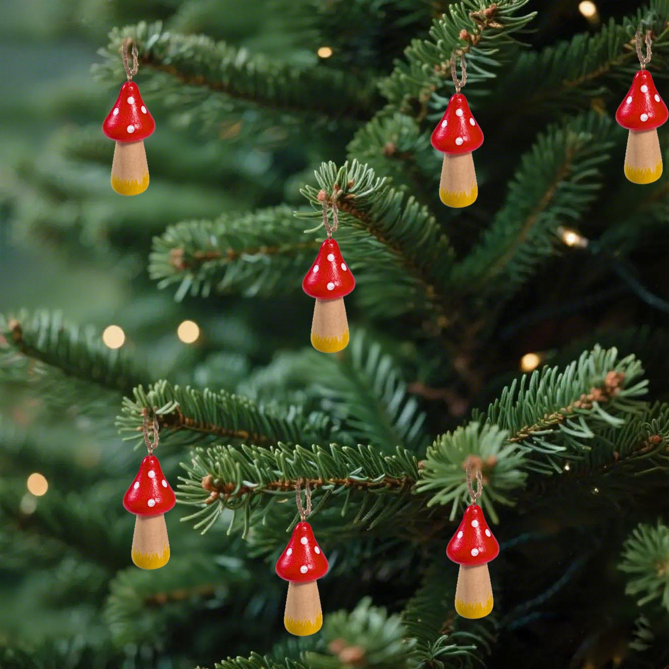 Amazon nuevo tipo de hongos adornos de madera adornos de escritorio de atmósfera de vacaciones