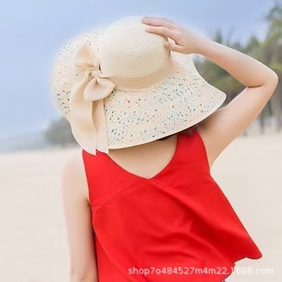 帽子女性の夏の日焼け止めビーチ麦わら帽子女性の韓国スタイル学生多用途夏の女性のファッション大きなつばの日よけ帽子|undefined