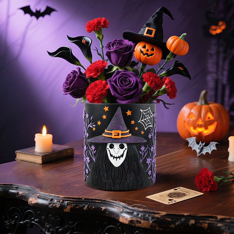  Supply Halloween Witch Resin Flower Pot Creative Home Desktop Courtyard Potted Plant Planting Container Ornaments