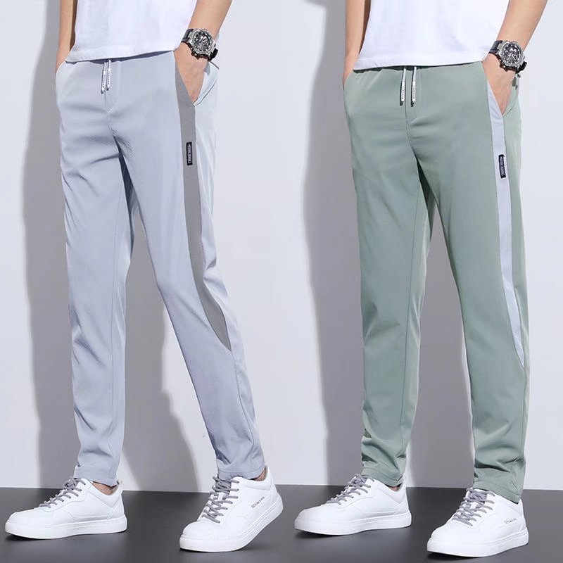 Ice silk pants men's loose breathable straight casual pants summer thin quick-drying trousers stretch men's sports pants