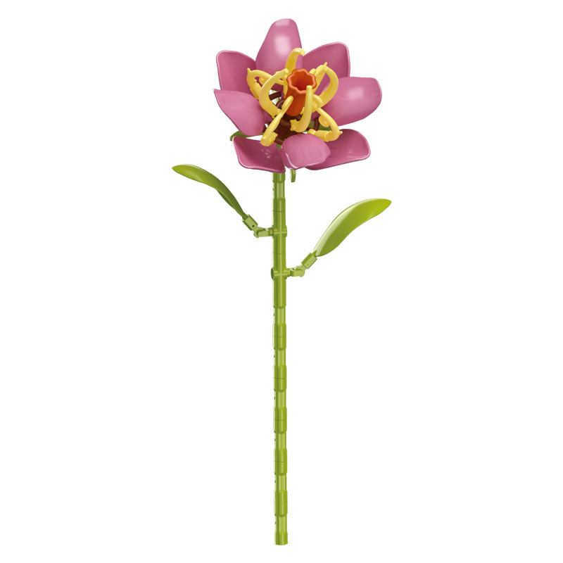 钻马积木花永生花束抱抱桶仿真花小颗粒积木DIY玩具七夕女生礼物|undefined