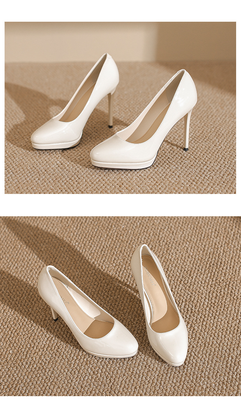 Giày cao gót nữ mũi nhọn gót 12 cm đế chống thấm nước — Màu nude-12cm chi tiết 12