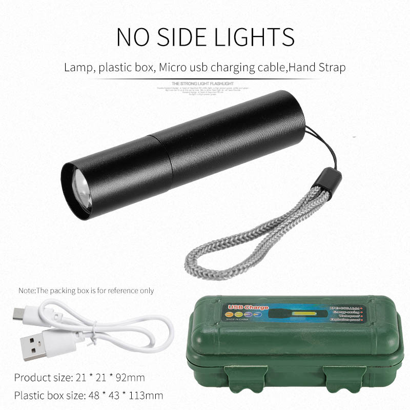 Explosión transfronteriza simple mini linterna de aluminio telescópico zoom COB portátil de larga duración pequeña linterna