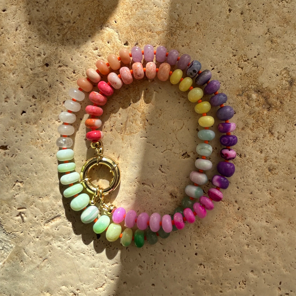 200g Weight Necklace Classification 304 Stainless Steel Chain Material 1 Piece Quantity Casual Occasion natural stone Material Geometric Pattern Women's Gender Sweet Style Beaded Craft 1 Piece Sweet Geometric Natural Stone 304 Stainless Steel Necklace 26