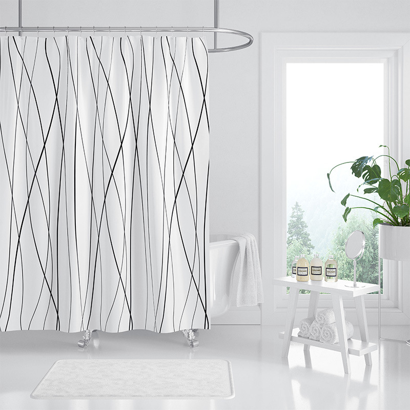 Bathroom Thickened Shower Curtain Fabric Mildew Proof Waterproof Polyester Shower Curtain Bathroom Partition Curtain Door Curtain Window Curtain