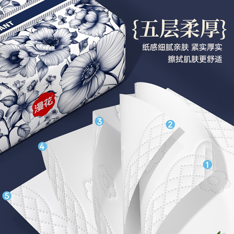 【定制】漫花纸巾抽纸280张家用餐巾纸面巾纸原木加厚厕用卫生纸|undefined