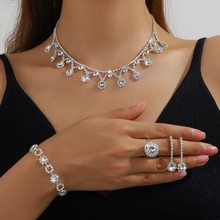 法式镶钻V形流苏首饰套装轻奢高级感锁骨链ins风时尚百搭项饰饰品