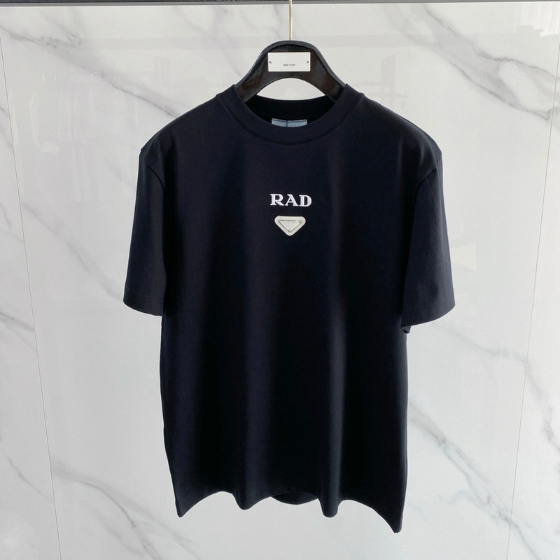 European Brand Pujia Men's Triangle Logo American Casual T-Shirt Unisex Trendy Brand Men's Short-Sleeve T-Shirt Pure Cotton Top European Brand Pujia Men's Triangle Logo American Casual T-Shirt Unisex Trendy Brand Men's Short-Sleeve T-Shirt Pure Cotton Top