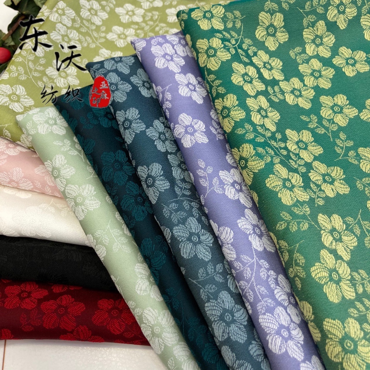 新款缎面旗袍面料人丝棉中式袍裙古风开襟衫褙子汉服布料现货批发