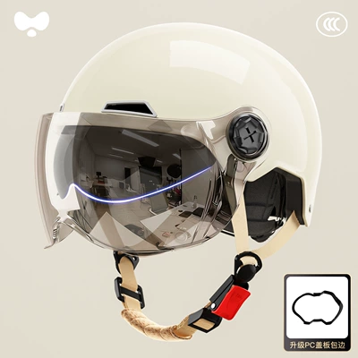 Motosiklet kaskı (dəbilqə) – Helmet for Women - 3c-moon-shadow-white-electroplated-short-outer-double-mirror-new-national-standard-class-a-one-size