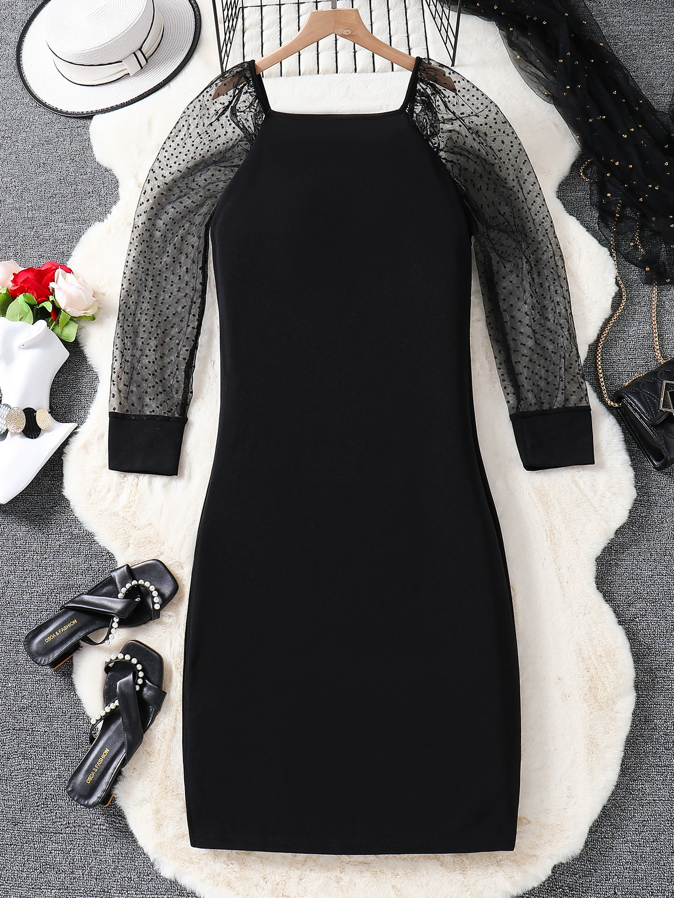 Шифоновое платье с рукавами, для подростков, slim fit