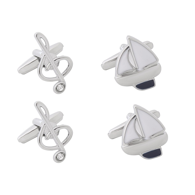 new diamond crystal cufflinks fashion music symbol French shirt cufflinks_voghion.com