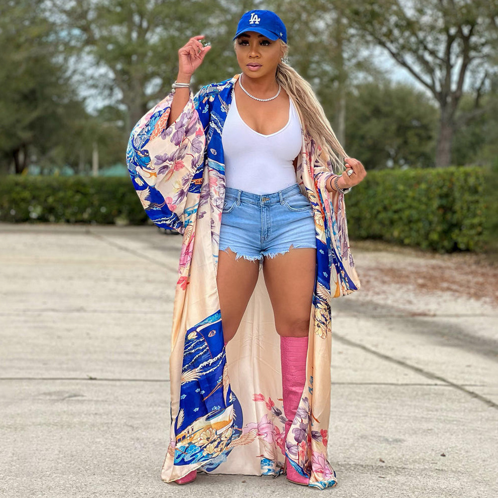 290g Weight Trench Coat Outerwear Type Nine Points Sleeve Sleeve Length Women'S Streetwear Color Block Printing Placket Coat Trench Coat