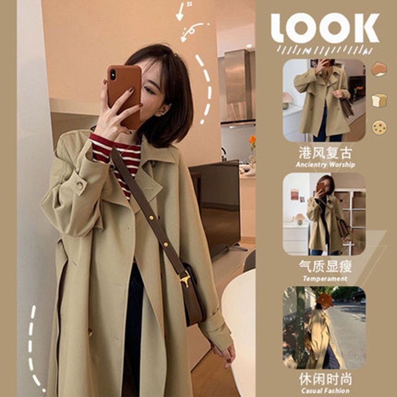 This Year's Trendy Trench Coat for Women, New Spring and Autumn Korean Version, Mid-Length Student Style, Fashionable Petite Jacket