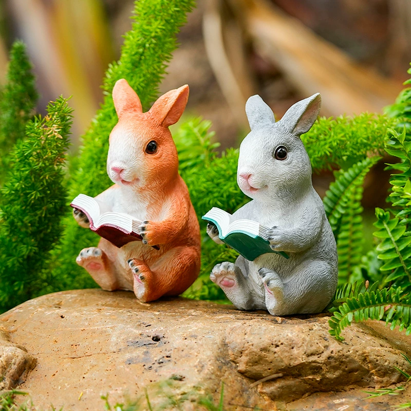 Cartoon realistic travel rabbit, micro landscape