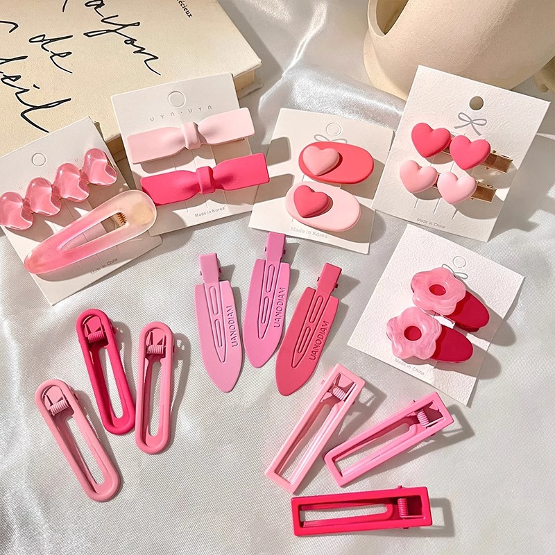 Rosa horquilla femenina 2024 Nueva horquilla BB clip frente flequillos laterales horquilla rota lindo clip de dopamina otoño