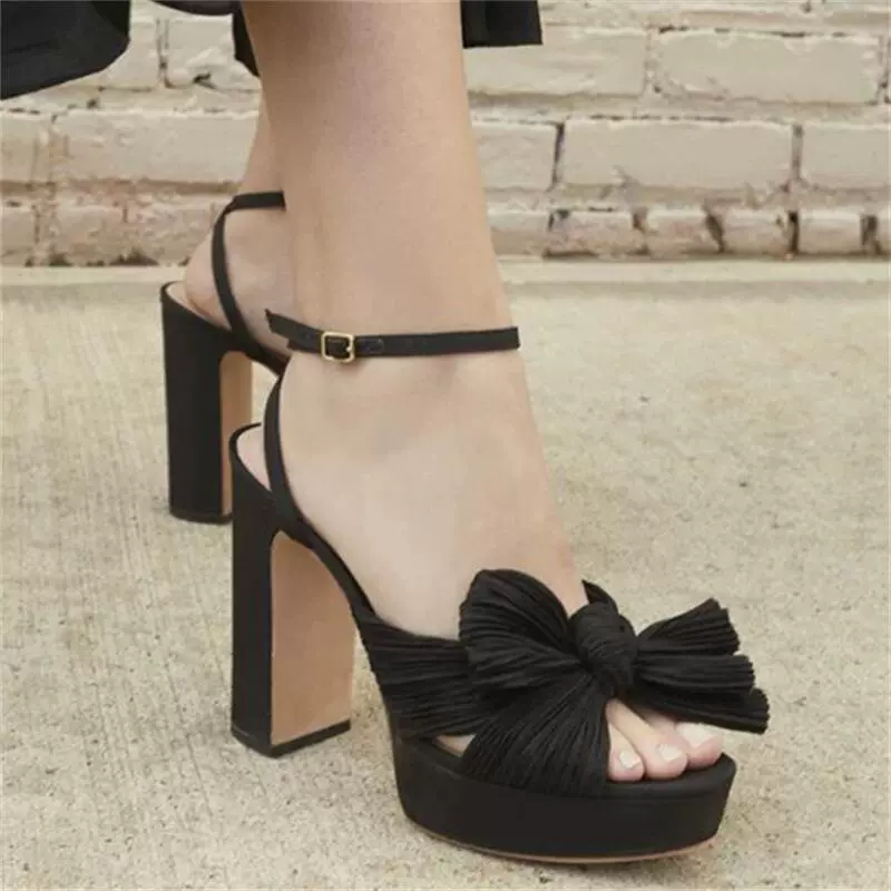 Fashionable shoes with bow, sandals, dress, European style, plus size