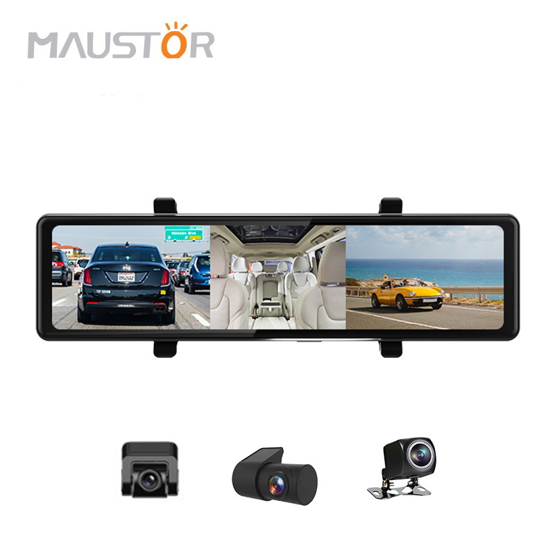 Nuevo 12-inch 4K HD CARPLAY Bluetooth FM WIFI GPS que sigue el registrador del vehículo doble 34 lente