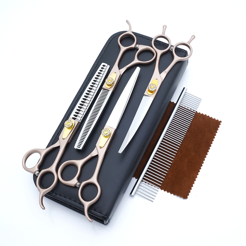 Tijeras para mascotas, tijeras de corte de pelo para perros, tijeras de dientes delgadas profesionales, tijeras de corte de pelo, tijeras de pelaje, juego de herramientas de limpieza