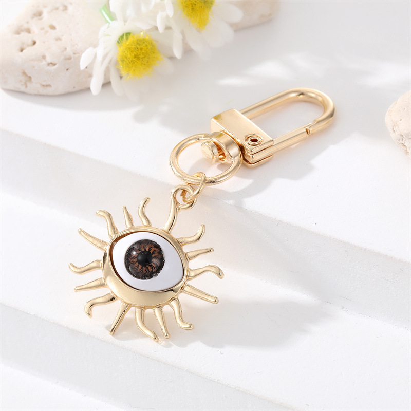30g Weight Keychain Classification Alloy Material Eye Pattern Unisex Gender Plating Design Fashion Style Multicolor Color Alloy Base Support Diamond-embedded Colorful Devil's Eye Keychain Gold Electroplated Resin Patch Handbag Pendant 6