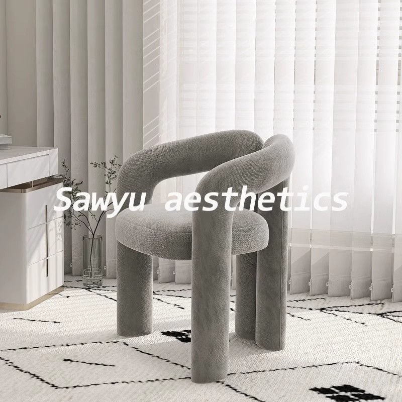 Cream Style Home Makeup Chair, Dressing Stool, Nail Salon Chair, Simple and High-End Bedroom Single Leisure Dining Chair