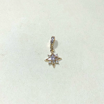 14K Gold-Filled High Color Retention Crystal DIY Accessories Four-Pointed Star Pendant Zircon Chain Bead Bracelet Handmade Beads (Zərgərlik ara hissələri) - gold