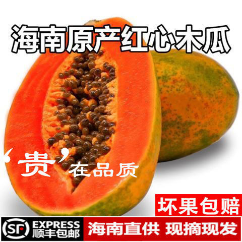 Papaya Hainan Red Tree Red milk pregnant woman fruit Full container Shunfeng Independent
