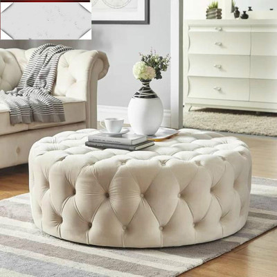 American Velvet Fabric Shoe Changing Stool French Cloakroom Stool Clothing Store Light Luxury Sofa Living Room Round Coffee Table Stool