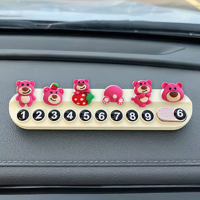 Decoración de coche de oso de fresa, coche eléctrico, decoración pequeña de personalidad, decoración de coche, decoración de consola central de coche
