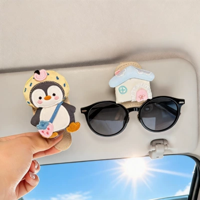 Car Glasses Clip/Bill Clip – Cute Magnetic Clip for Women - little-house-penguin-glasses-clip