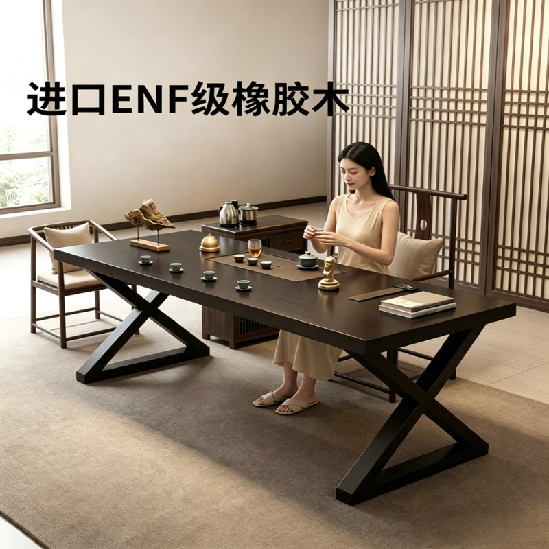 Mesa de té de madera maciza en una mesa de oficina de dos usos 2026 nueva mesa de té de oficina sala de recepción de alta gama mesa de té