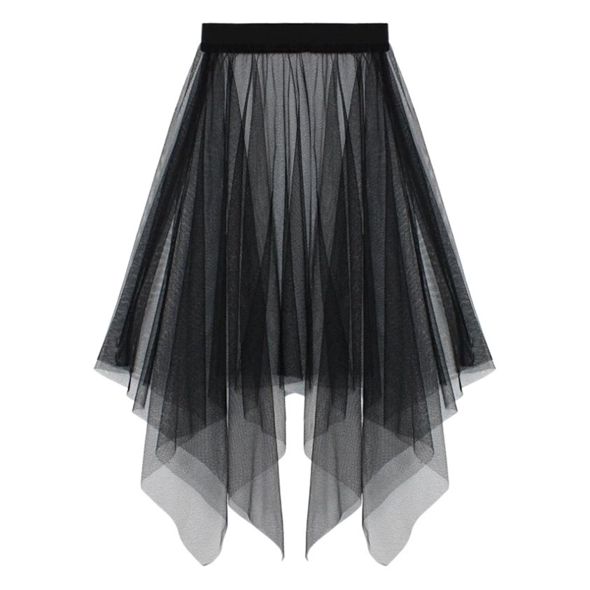 Однослойная марлевая юбка нестандартной формы, Женская внутренняя базовая юбка средней длины, внешняя весенне-летняя прозрачная сетчатая юбка