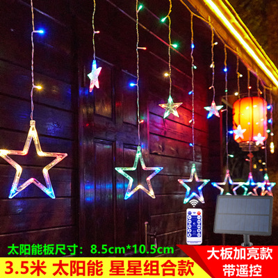 Cortina Solar de estrella y luna, cadena de luces led para exteriores, linterna de estrellas, luz decorativa para jardín, vacaciones de Navidad, superbrillante