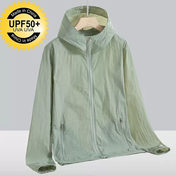 Summer ice silk jacket for men and women, thin coat, UV protection, outdoor breathable sunshade, cool-feeling sportswear, popular online trend