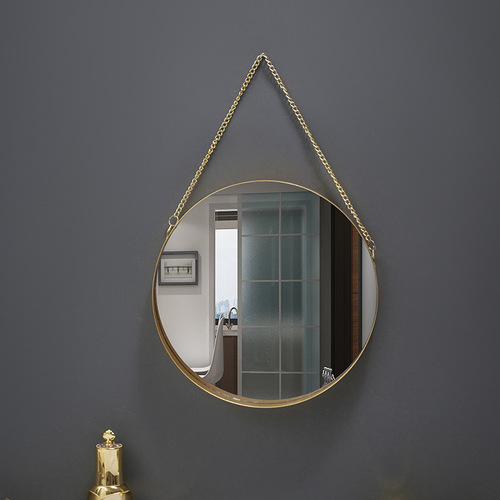 Nordic style iron round wall-mounted mirror bathroom bathroom dormitory mirror wall-mounted washbasin wall-mounted makeup mirror