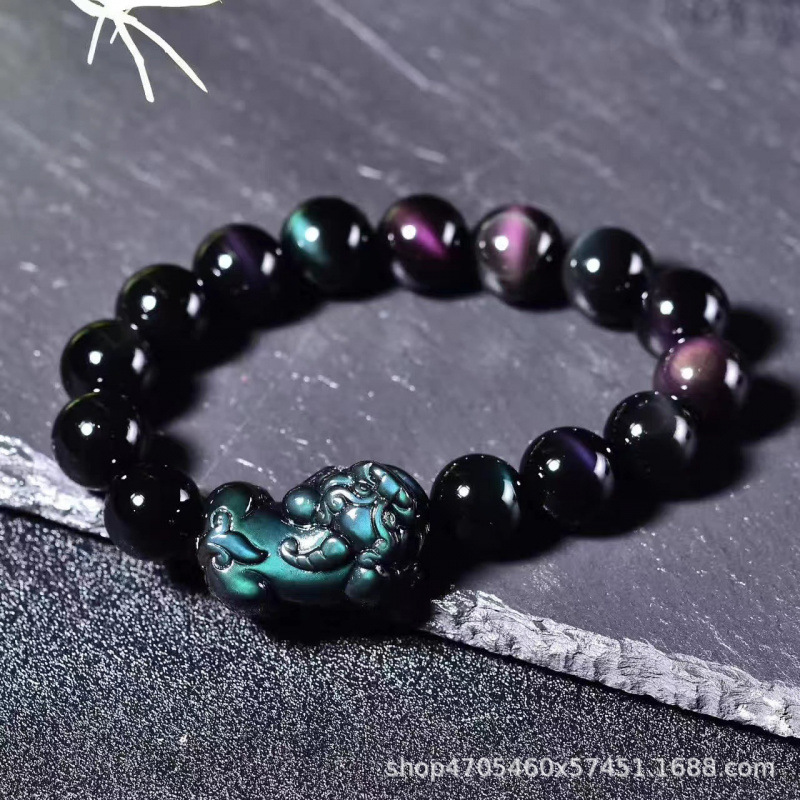 Color Salva Black Bracelet Black Yaoshi Boutique Bracelet Couple Scenic Area Electric Carpet E -commerce Live Natural Rainbow Eye 2