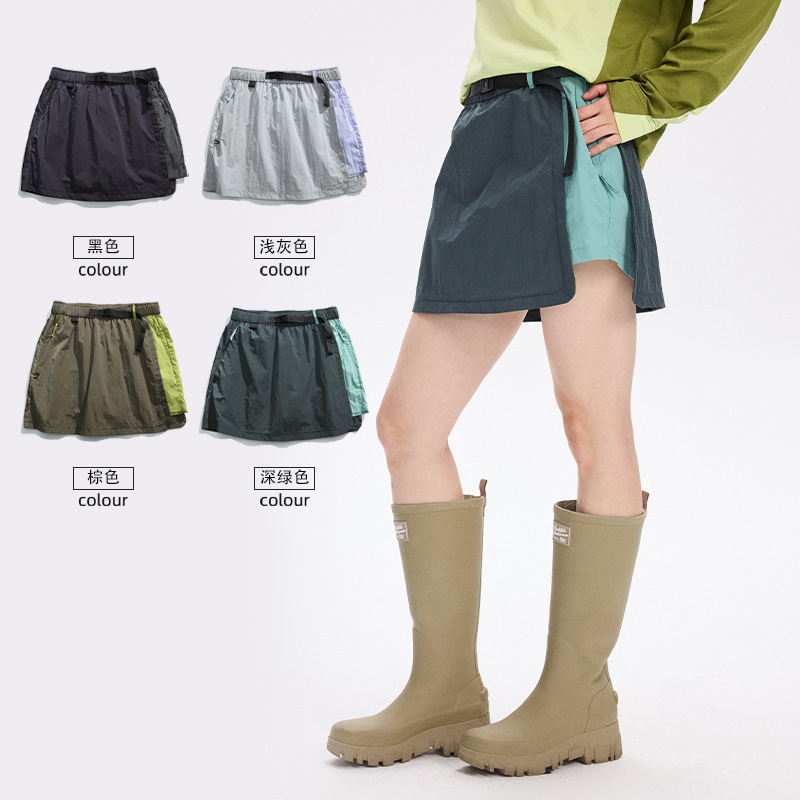 Ru-Meng Summer Metal Outdoor Sports Water-repellent Short Skirt Pants Women's Mountain Cycling Sports Color-matching Tooling Pants