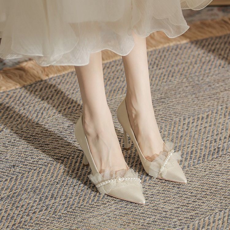 French High Heels Dress Shoes Bridesmaid Shoes Can Wear Not Tired Feet Fairy Style Dating Stiletto Heel Main Wedding Dress Wedding Shoes