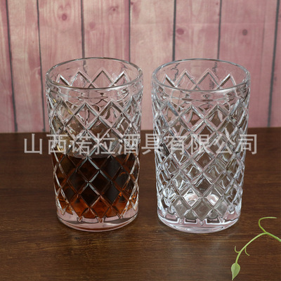 玻璃调酒杯日式透明机制网格水杯酒吧摇酒壶500毫升雪克杯|ms