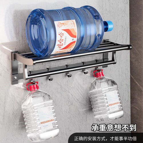 Bathroom towel rack, punch-free bathroom storage rack, space aluminum bath towel rack, toilet wall-mounted bathroom pendant