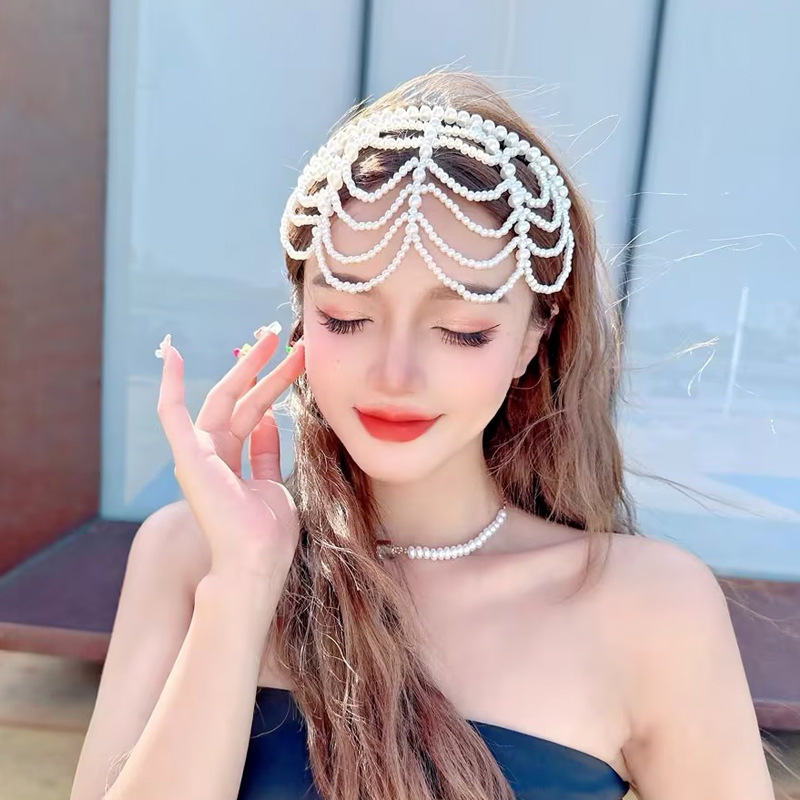 100g Weight Hair Band Hair Accessories Type 1 Piece Quantity Wedding, Stage Occasion Plastic Material Pearl Pattern Women's Gender Elegant Style Women's Elegant Pearl Plastic Hair Band 7