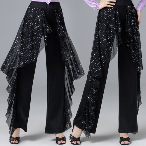 Square dance clothing, modern dance pants, women's Latin dance pants, ballroom dance wide-leg pants, dance pants, practice pants, long pants