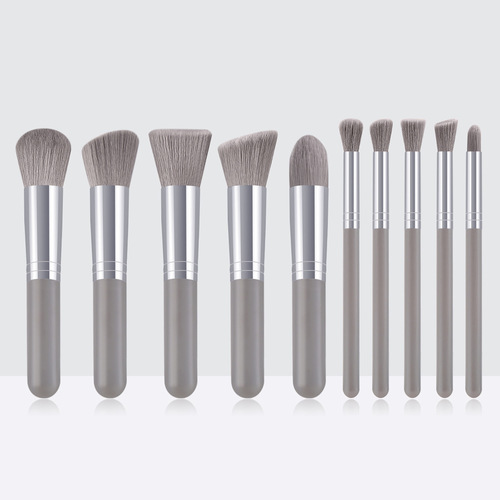 10 mini makeup brushes, five large and five small, white gold, black gold, black silver, beauty tools