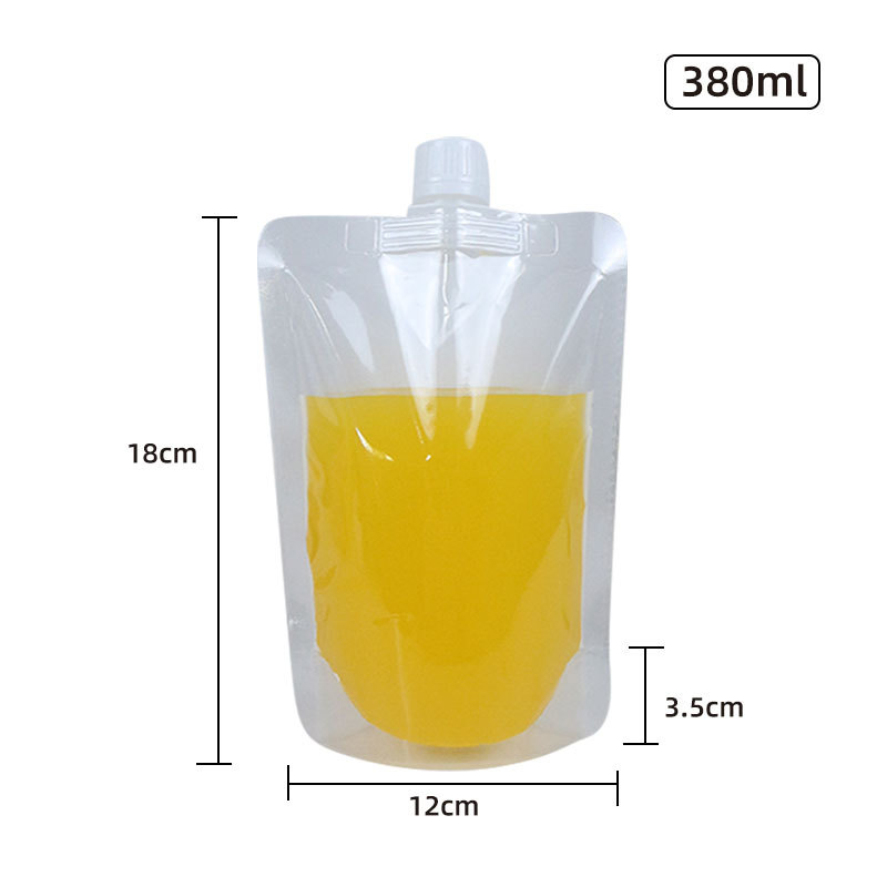 Boquilla de succión de leche de soja bolsa de pie paquete de té con leche bolsa transparente al por mayor bolsa de embalaje de boquilla desechable líquida de medicina china