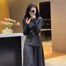 欧洲站秋冬2025新款女装气质名媛裙子高级感套装半身裙针织两件套
