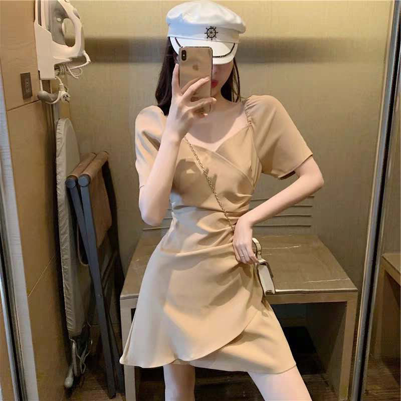 Váy liền ôm body eo thon gọn Hàn Quốc FL19866 mùa hè — màu đen, kaki chi tiết 1